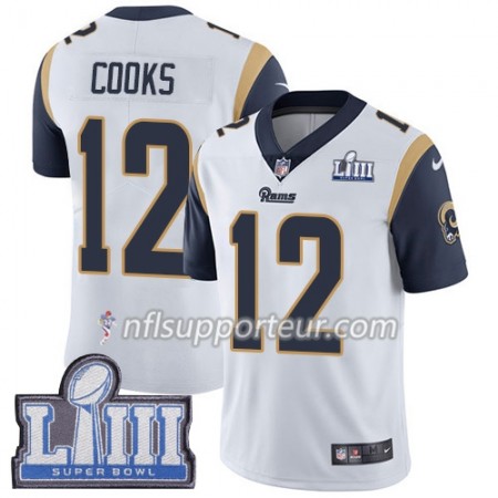 Maillot Homme Los Angeles Rams Brandin Cooks 12 Nike Blanc 2019 Super Bowl LIII
